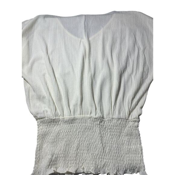 Beige Shirred Waist V-Neck- Top XL-(US 12–14) - Picture 6 of 6